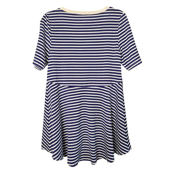 Lularoe Tunic Top Women XS Blue White Striped Jana Short Sleeve High Low Hem NEW - Picture 2 of 10